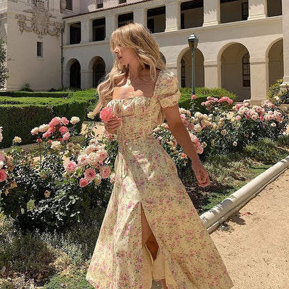 Elegant Damklänning i Vintage Stil med Högkvalitativt Material och Unika Mönster – Perfekt för Sommarfester och Bröllop 4