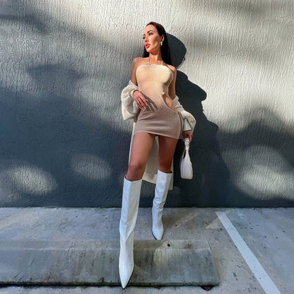 Dam Mini Klänning Ärmlös Polyester för Fina Tillfällen-2