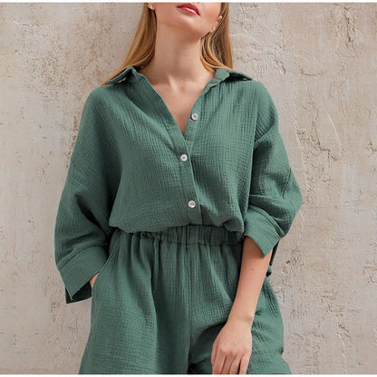 Variant image for Dam Linne Set Top och Byxor i Linne Avslappnad Passform-31