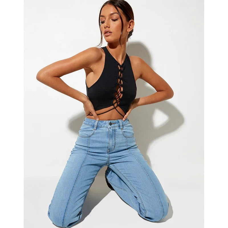 Dam Festtoppar Kortärmad Polyester-Bomull med Slående Halsringning-5