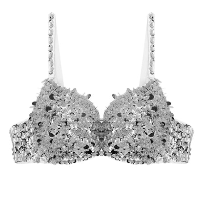 Dam BH Monokrom Paljetter Justerbara Band Bomull Polyester 8