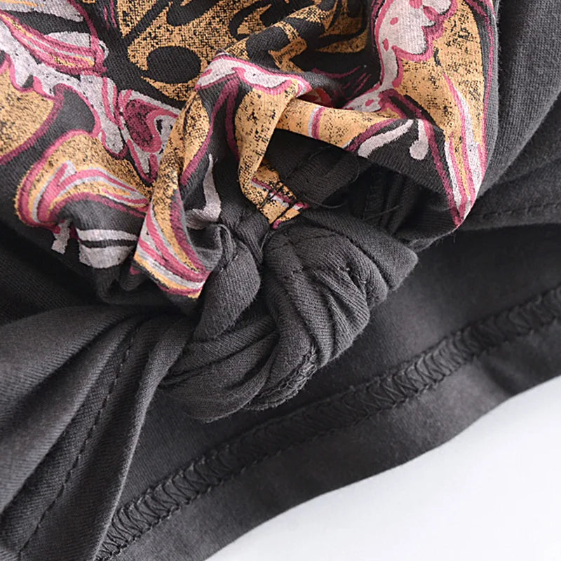 Dam T-shirt Crop Mjuk Bomull med Knutdetalj-4