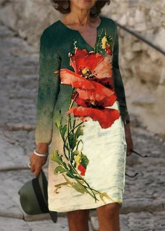 Variant image for Dam Klänning Lätt Elegant Mönster Bomull-34