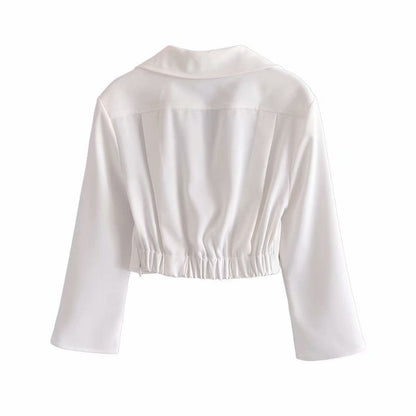 Dam Blus V-Neck Långärmad Polyester Elegant Stil-2