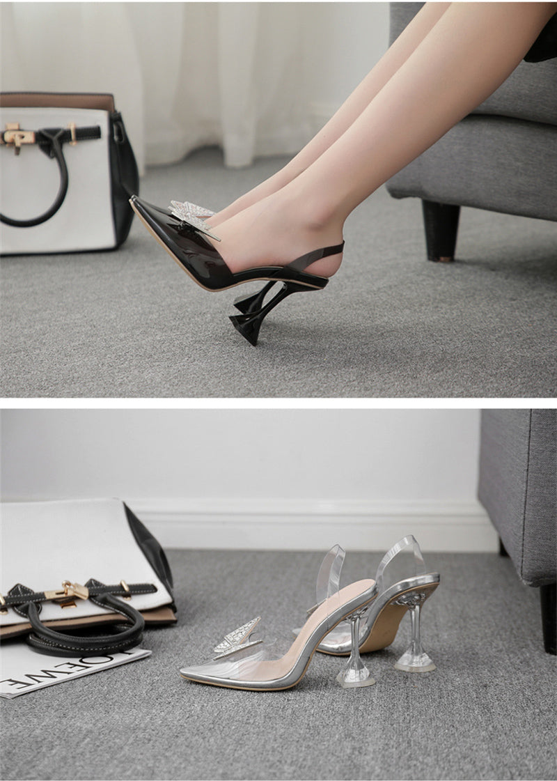 Dam Skor Spetsig Silhuett med Fjärilsapplikationer i Lätt Material-6