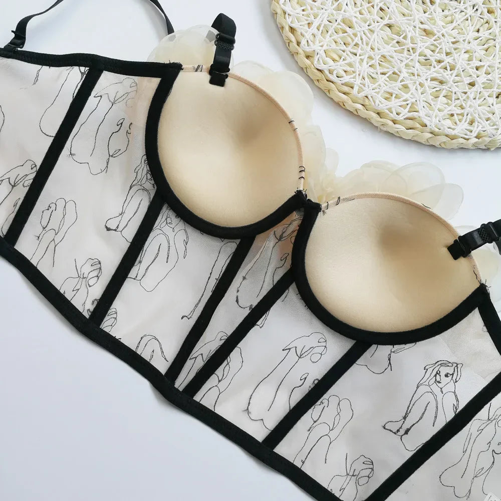 Dam Bustier Blommönster Nylon Polyester-4