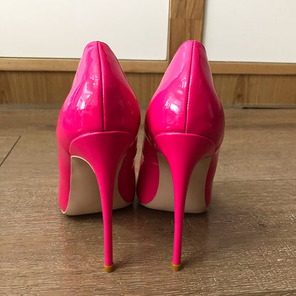 Dam Stilettpumps Spetsig Tå Färgläder Hög Klack-6