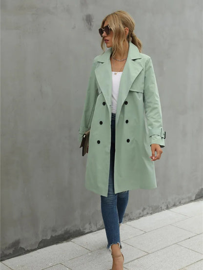Kvinnors Trench Coat Jacka Klassisk Stil Polyester Bomull 2