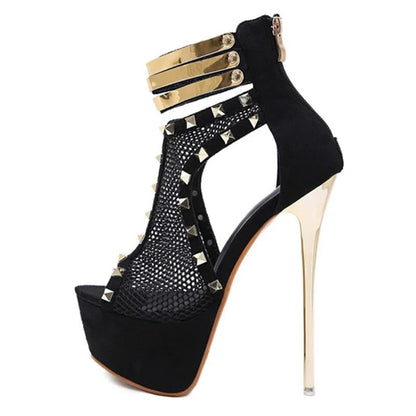 Dam Plattformspumpar Mesh Halkfri Sula Mjuk PU Innersula-5