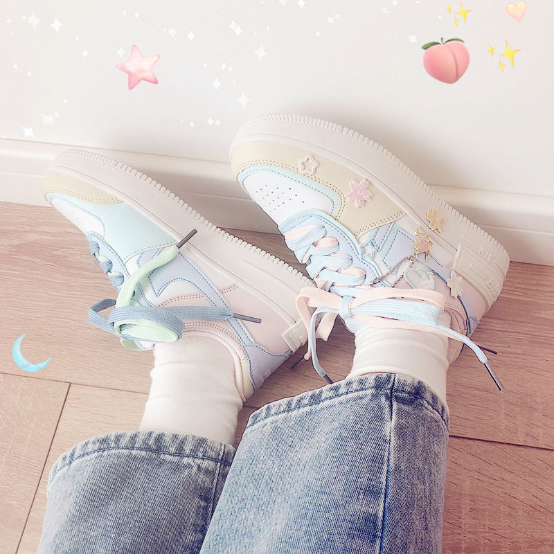 Dam Sneakers Låg Top PU-Läder Patchwork Design-2