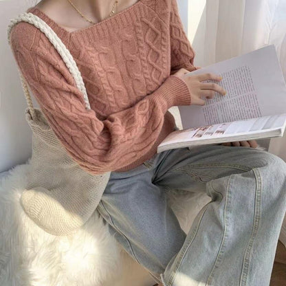 Damen-Strickpullover, eckiger Kragen, weicher Stoff 6