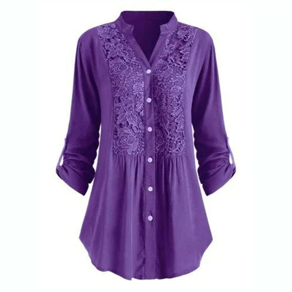 Dam Blus Vintageinspirerad Lätt 100% Bomull-6