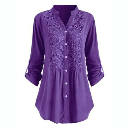 Dam Blus Vintageinspirerad Lätt 100% Bomull-6