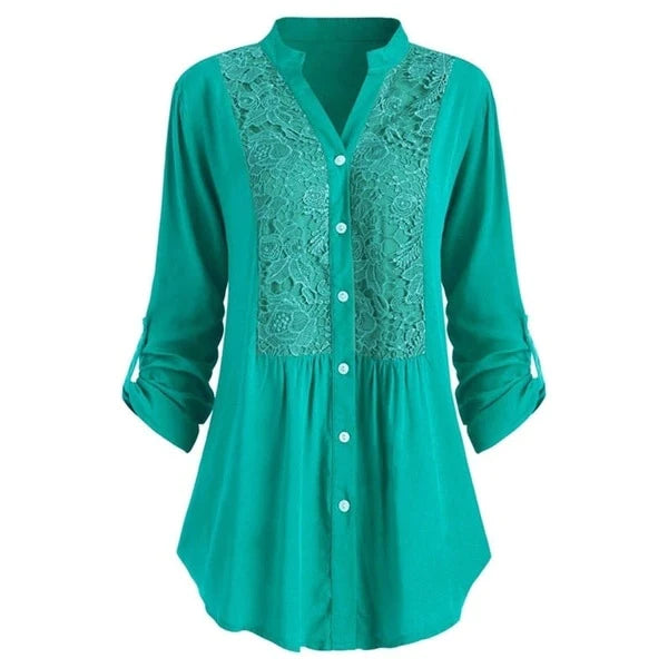Dam Blus Vintageinspirerad Lätt 100% Bomull-2
