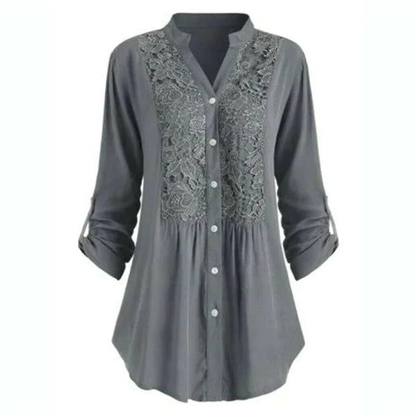 Dam Blus Vintageinspirerad Lätt 100% Bomull-3