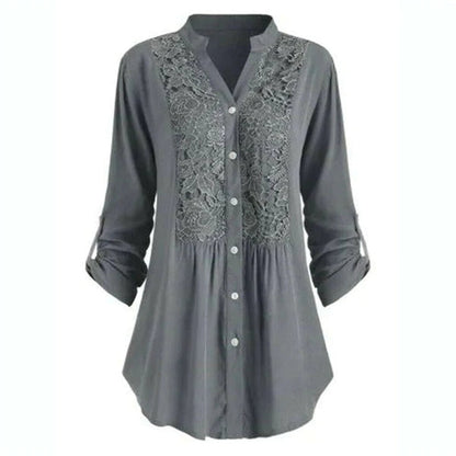 Dam Blus Vintageinspirerad Lätt 100% Bomull-3