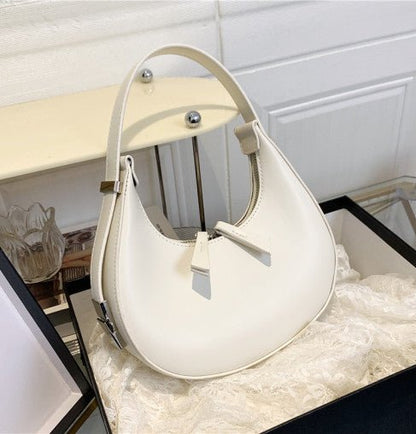 Dam Axelväska Månformad Trendig Med Justerbar Axelrem-4