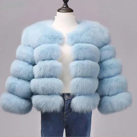 Kvinnokappa i syntetisk päls Elegant Design Varmt Material 9