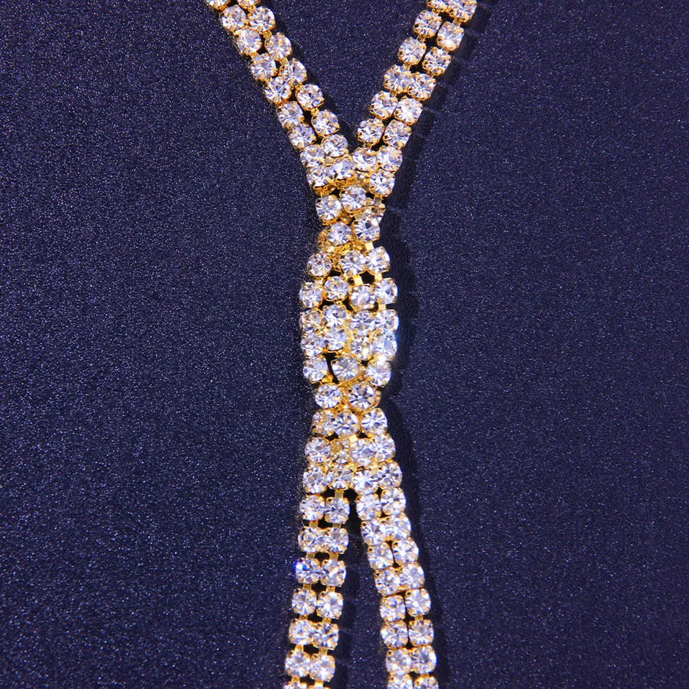 Dam Halsband Geometrisk Design med Strass i Koppar 4