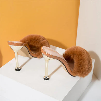 Kvinnors Sandaler med Tunna Klackar och Monokrom Design – Mjukt Övre Material för Elegans och Komfort 4