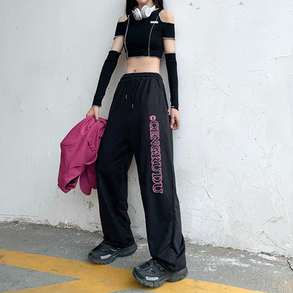 Dam Avslappnade Byxor Polyester med Elastiskt Midjeband-1