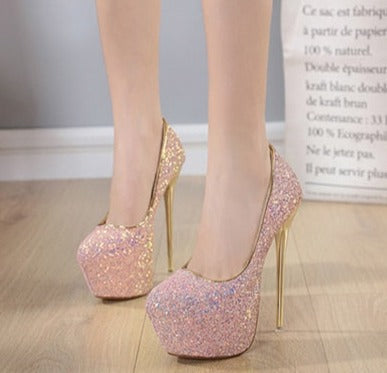 Kvinnors Pumps Glittrande PU-material Toffel Design-5