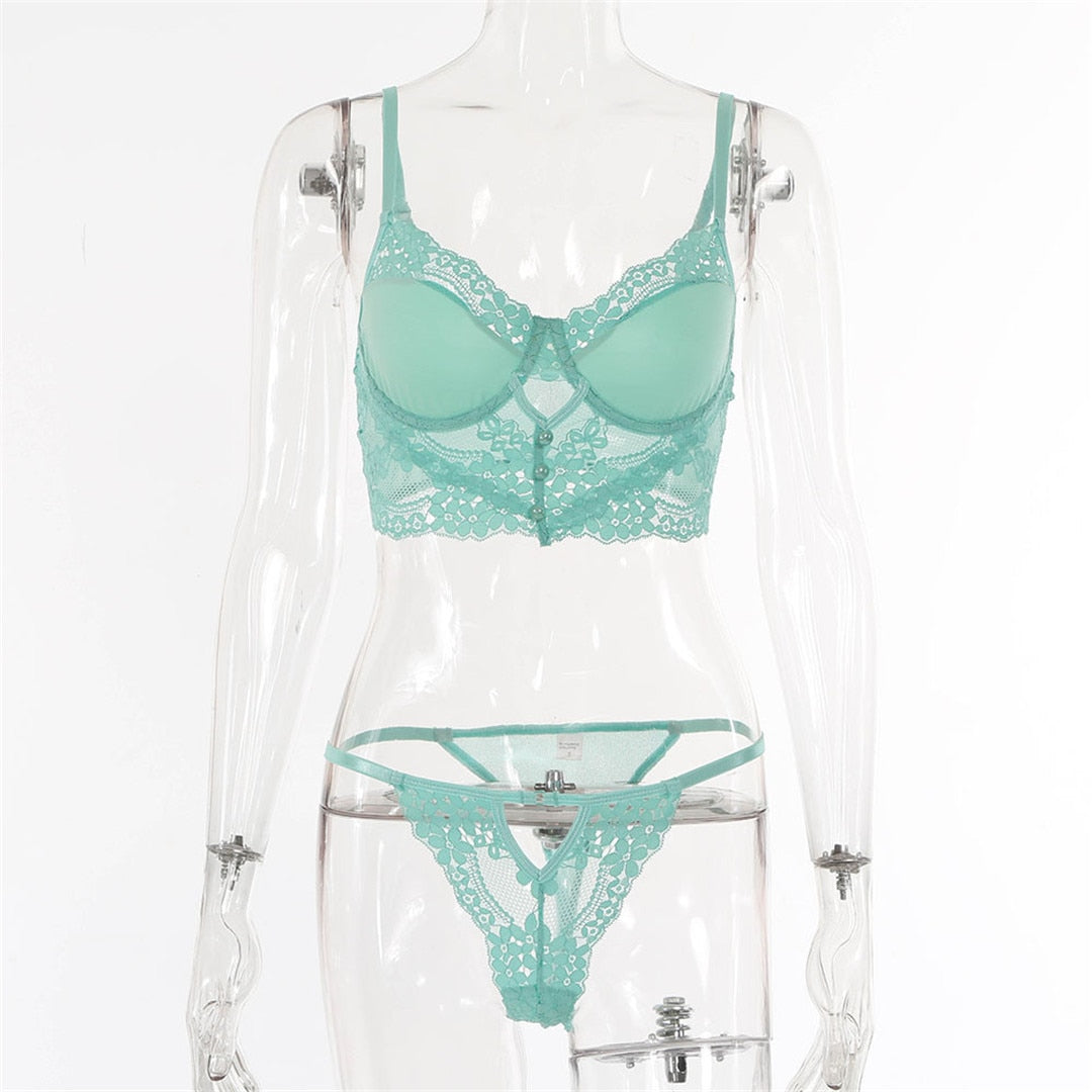 Snygga Damunderkläder Set med Spets i Polyester och Spandex-6