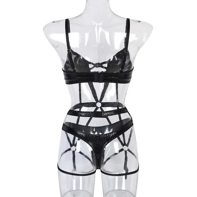 Damunderkläder Set Sexiga Polyester med Urtag och Tight Passform-5