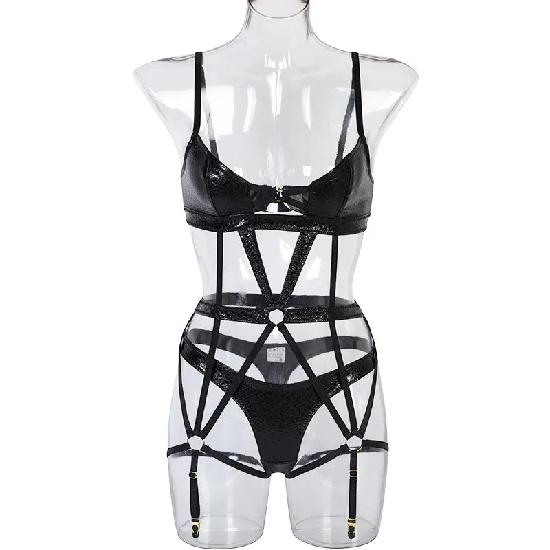 Damunderkläder Set Sexiga Polyester med Urtag och Tight Passform-3