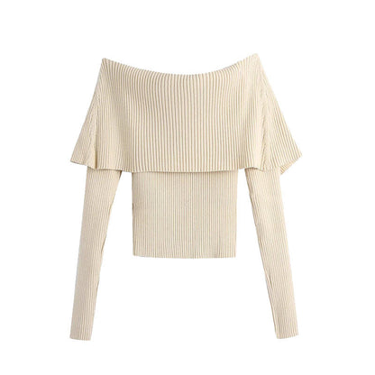 Dam Blus Långärmad Randig Polyester V-hals-2