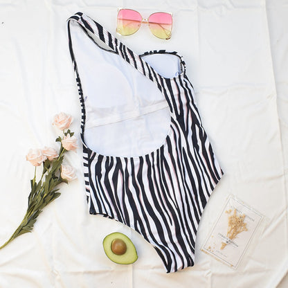 Dam Enstyckedress Zebra Mönster Polyester Spandex-6
