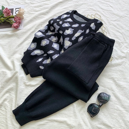 Dam Byxor Med Resår I Midjan Leopardtryck Långt Set Akryl-1