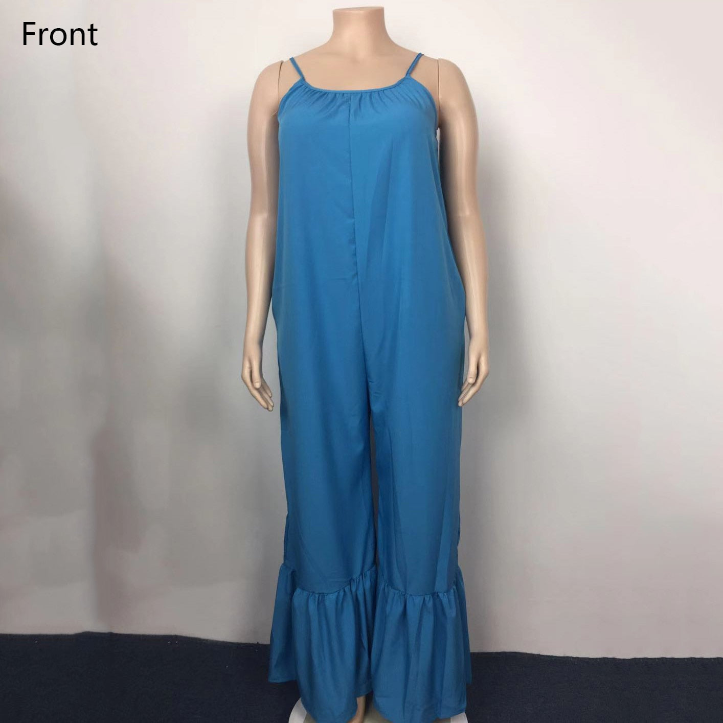 Dam Jumpsuit Ärmlös Löst Passform Polyester med Breda Byxor-5