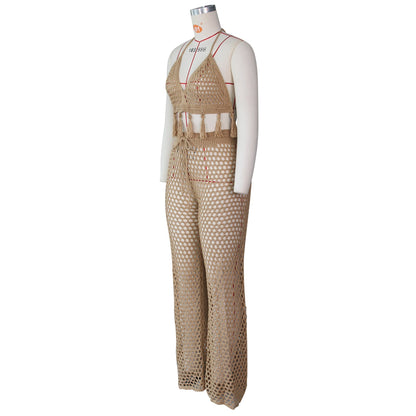 Dam Jumpsuit Kort Blus Långa Byxor Polyester Spandex-5