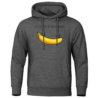 Hoodie Herr med Banantryck Lätt Passform Acetat-Bomull 11