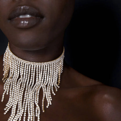 Dam Halsband Choker Geometrisk Design med Kristaller och Strass-2