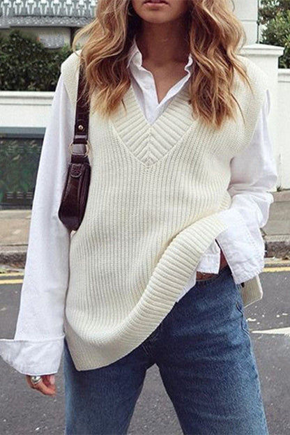 Dam Ärmlös Tröja V-ringad Akryl 3