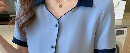 Kvinnors Skjorta V-formad Urringning Lätt Chiffon 6