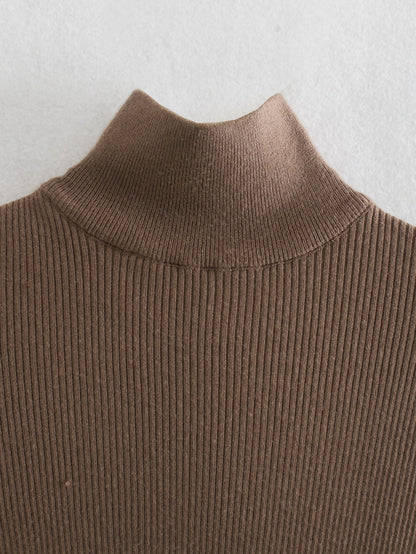 Damklänning Midi Turtleneck Figurnära Polyester-5