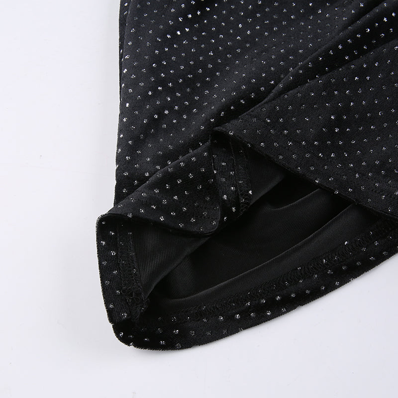 Kvinnors Mini Klänning Paljett Turtleneck Polyester-5