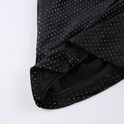 Kvinnors Mini Klänning Paljett Turtleneck Polyester-5