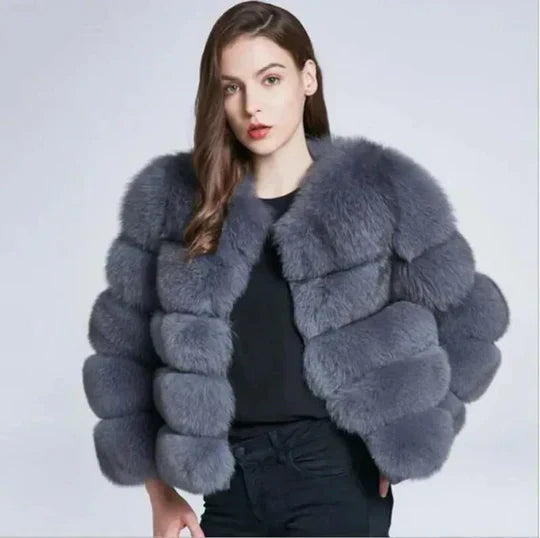 Kvinnokappa i syntetisk päls Elegant Design Varmt Material 7