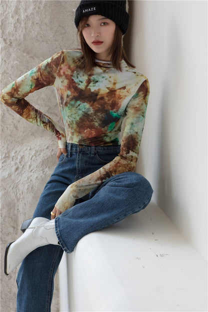 Variant image for Dam T-shirt Långärmad Utskriftsmönster Polyester-1