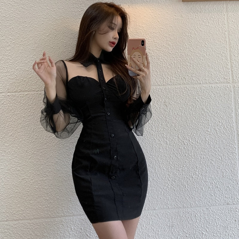 Damklänning Off Shoulder Mini Mikrofiber Med Långa Ärmar 7