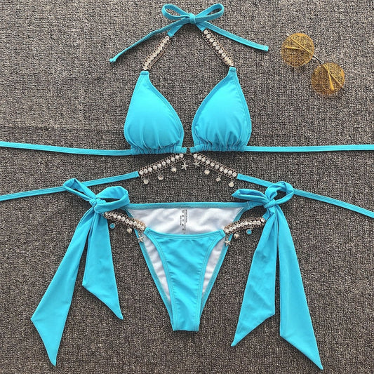 Dam Bikini Tvådelad Djurmönster Polyester Spandex-1