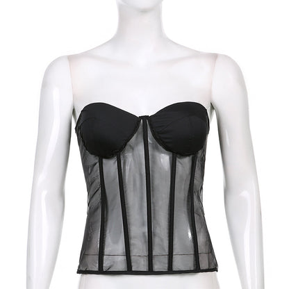 Dam Korsett Topp Monokrom Polyester Konturerad-6