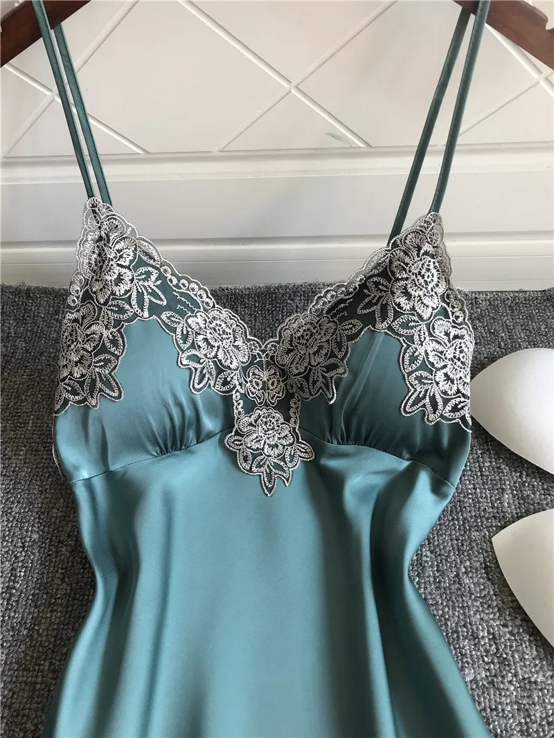 Dam Nattklänning Ärmlös Mjuk Rayon-5