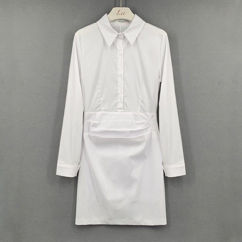 Kvinnors Miniklänning Lång Ärmar Vikta Krage Polyester 1