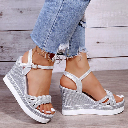 Dam Kilsandal Ankel Wrap PU Plattform 6