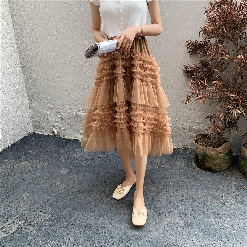 Variant image for Kvinnors Midi Kjol med Rüsch Detaljer i Tyll-1